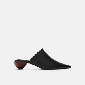 NWT! Zara Round Heeled Leather Mules